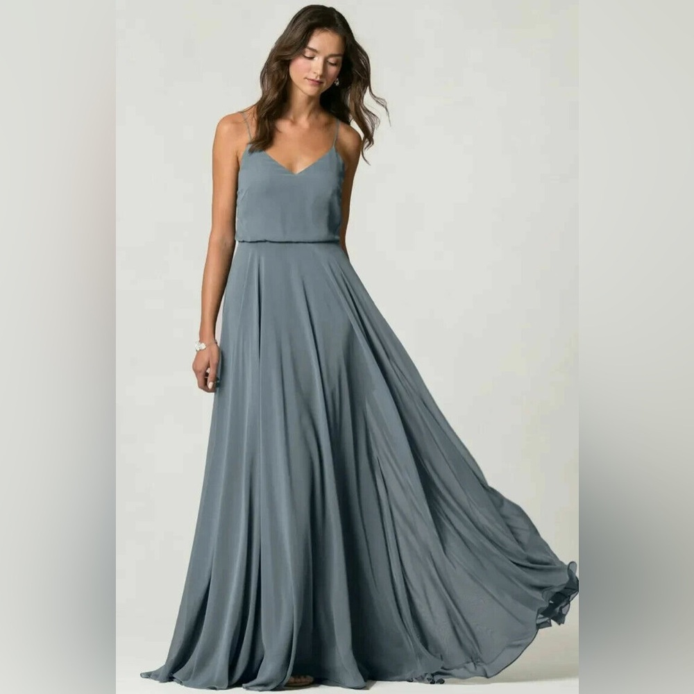 Jenny Yoo Slate Blue Maxi Dress